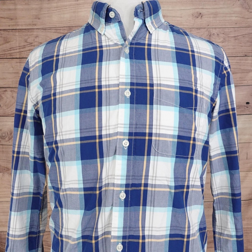 American Eagle Outfitters Shirt Mens M Blue Plaid Long Sleeve Button-Up Casual
